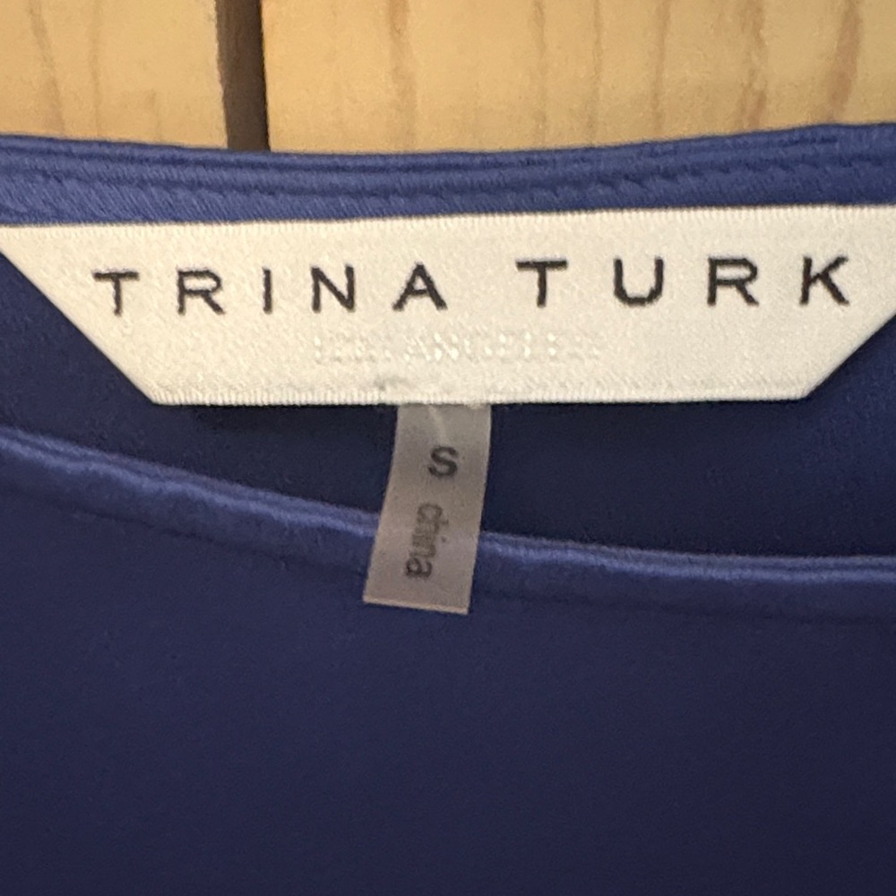 Trina Turk Royal Blue Satin Dolman Sleeve Blouse - Picture 3 of 4